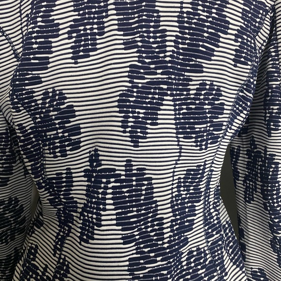 Yest dark blue white horizontal stripes with leaf print button up jacket size 6 - Picture 11 of 11